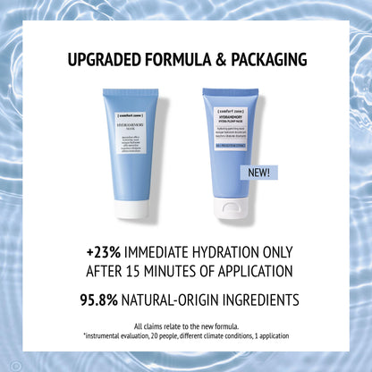 Hydramemory Hydra Plump Mask, Fast Absorbing Rinse Off Treatment, Soothes, Moisturizes, Instant Glow, Vegan, Prickly Pear, Hyaluronic Acid, Dehydrated, 2.03 Fl Oz