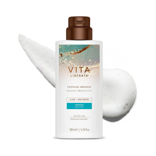 Vita Liberata Clear Self Tanner Mousse - Medium, Lightweight & Fast Drying Formula, Untinted For Minimal Transfer, Lasting Tan, Formulated with Organic Aloe Vera & Hyaluronic Acid, 6.76 fl oz