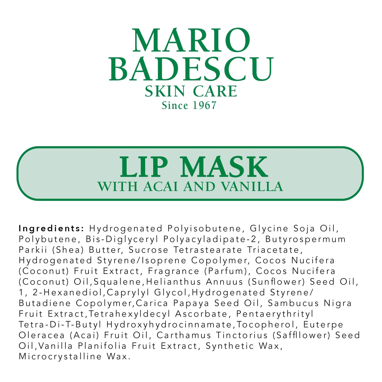 Mario Badescu Lip Mask, Overnight Lip Treatment Enriched With Skin Softening Coconut Oil and Hydrating Shea Butter