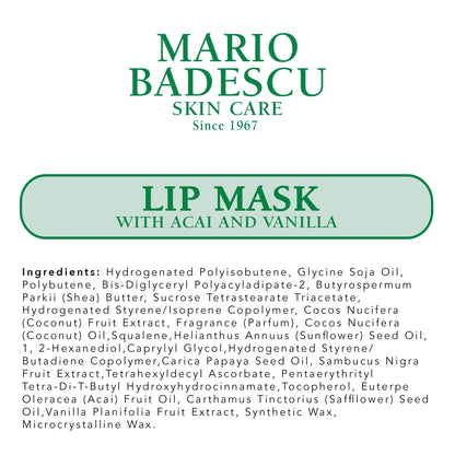 Mario Badescu Lip Mask, Overnight Lip Treatment Enriched With Skin Softening Coconut Oil and Hydrating Shea Butter