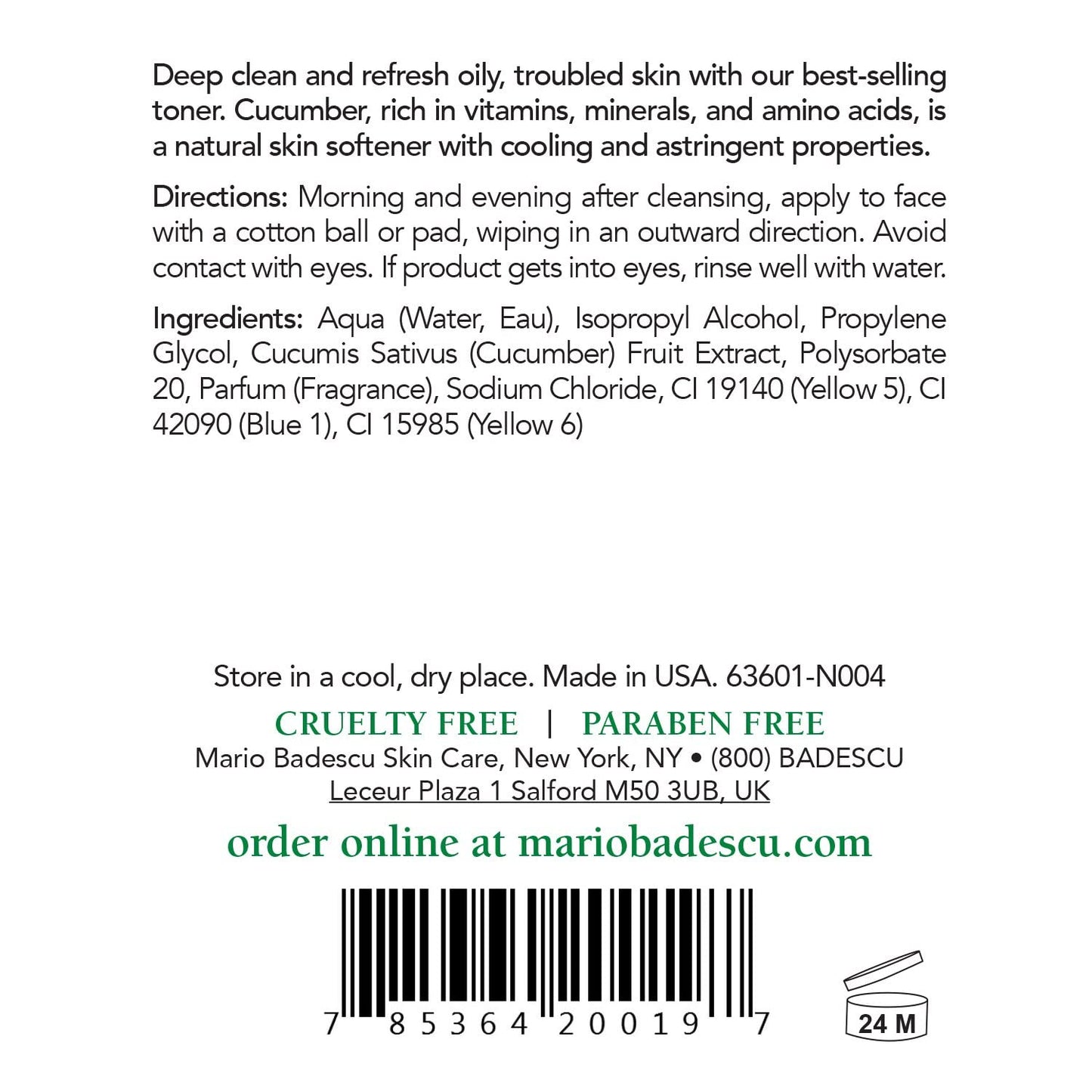 Mario Badescu Special Cucumber Lotion | Non-Drying & Non-Irritating Facial Toner for Removing Excess Oil & Drying Up Breakouts | Revitalizing, Clarifying Astringent for Face