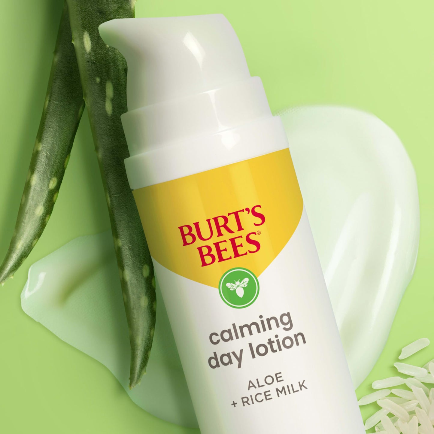 Burt's Bees Calming Day Face Lotion With Aloe and Rice Milk, Soothing Face Lotion for Sensitive Skin, 98.9 Percent Natural Origin Skin Care, 1.8 oz. Bottle