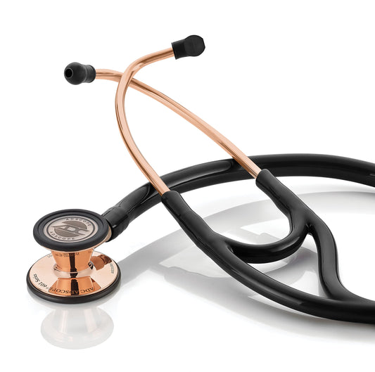 ADC Adscope 601 Convertible Cardiology Stethoscope with Tunable AFD Technology, Adult Diaphragm and Adult Bell or Pediatric Diaphragm, 28 inch Length, Rose Gold with Black Tubing