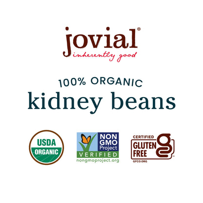 Jovial 100% Organic Kidney Beans - Kidney Beans, Organic Kidney Beans, No Saturated Fat, Gluten Free, Recyclable Glass, Great Source of Fiber, No Additives or Preservatives, Product of Italy - 13 Oz