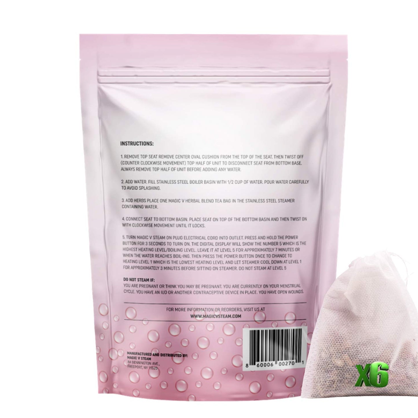 Magic V Universal Yoni Steam Herbs for Women – Herbal Steam Kit with Mugwort, Rose, Rosemary & Motherwort – Natural Cycle Balance, Detox & Feminine Wellness – 6 Steam Bags