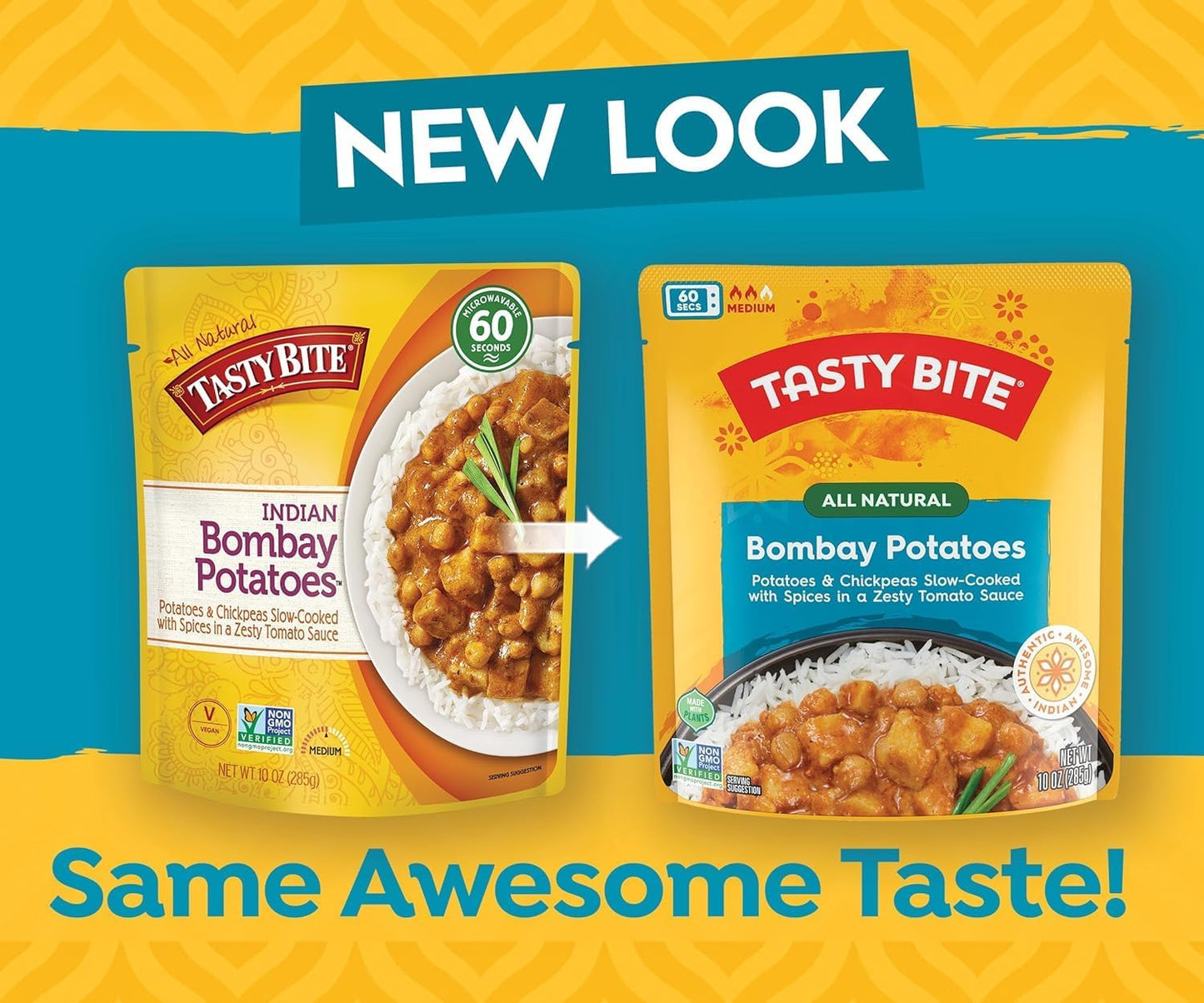 Tasty Bite Indian Bombay Potatoes, Microwaveable Ready to Eat Entrée, 10 Ounce (Pack of 6)