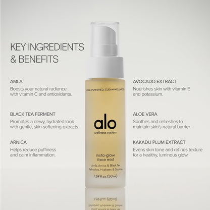 ALO Yoga Insta Glow Face Mist - Restores Moisture and Leaves Skin Looking Fresh, Dewy, Brighter and Radiant - 1.7 Fl Oz