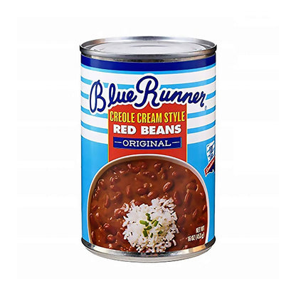 Blue Runner Creole Cream Style Red Beans 16 Oz (Pack Of 6) - New Orleans Best Authentic Red Beans - Slow Cooked to Perfection - A Southern Favorite - Easy Meal out of a Can