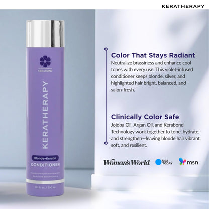 KERATHERAPY Keratin Infused Totally Blonde Violet Toning Conditioner, 10.1 fl. oz., 300 ml - Keratin Therapy Purple Conditioner for Blonde Hair, Brassy, Silver, & Highlighted - Sulfate & Paraben Free