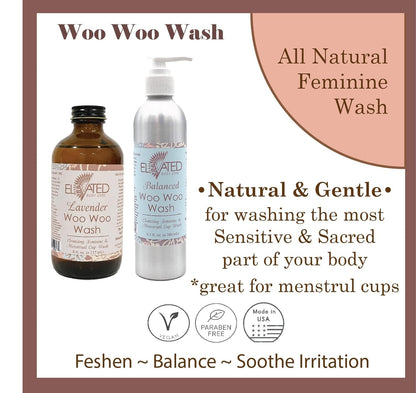 Natural Feminine Wash For Women - Woo Woo Wash Gentle Herbal Infused Intimate Care - Daily or Postpartum - Plant Based Vegan Vaginal Wash in Glass Bottle (Lavender, No Pump)