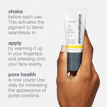 Dermalogica Porescreen Mineral Sunscreen SPF 40 for Face, Sun Protector and Pore Supporting Primer with Zinc Oxide, Multitasking Premakeup Sunblock - 1 fl oz