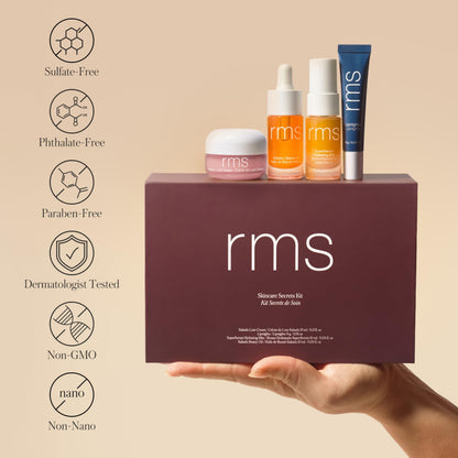 RMS Beauty Skin-to-Skin Discovery Set – 4-Piece Skincare Essentials Kit – Includes 24-Hour Hydration Face Oil, Cream, Mist & Full-Size Lip Mask – Non-Comedogenic & Clean Beauty Gift Set