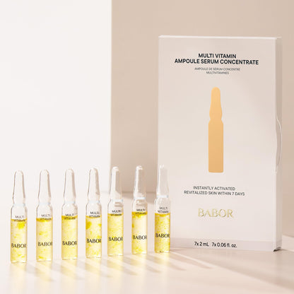 BABOR Multi Vitamin Ampoule Concentrate, Revitalize Dull Tired Skin, Vitamin A Increases Radiance, Vitamin C Evens Tone, Niacinamide Supports Skin Barrier, Vitamin Skincare Capsules, 7 Treatments