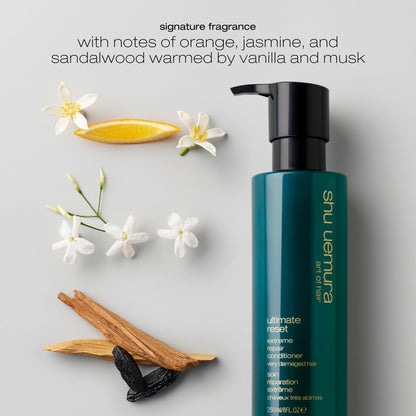 shu uemura art of hair Ultimate Reset Extreme Hair Repair Conditioner - Strengthens to Reduce Breakage and Split Ends, Deeply Conditions and Nourishes Damaged Hair, With Japanese Rice Extract, 8 Fl Oz
