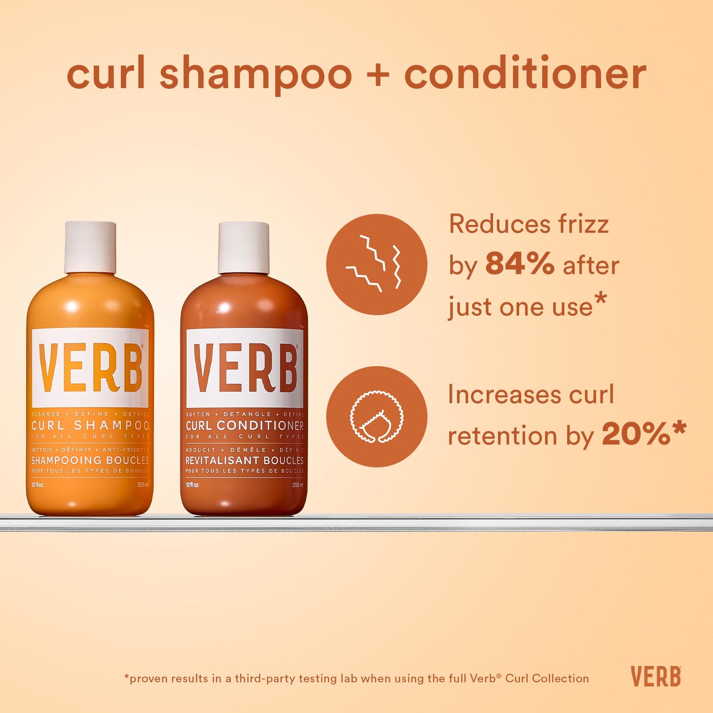 VERB Curl Shampoo + Conditioner Duo - Cleanse and Smooth - Frizz Control + Definition- Vegan, No Parabens or Harmful Sulfates