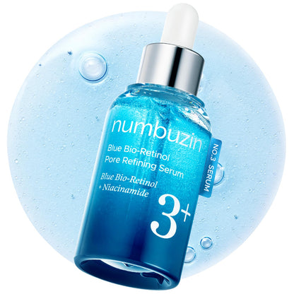 numbuzin No.3 retinol Serum | Blue Bio-Retinol Pore Refining Serum | Retinol Beginner, Tightening, Firming, BHA, Niacinamide, Peptide | 1.01 fl.0z (30ml)