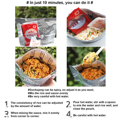 Minecook Kimchi Bibimbap Meals Ready to Eat 1 Pack of Bibimbap Korean Mixed Rice Bowl100g (3.53oz) 335 Kcal (Kimchi)