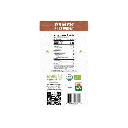 Big Green Organic Food- Organic Buckwheat Ramen, 25.3oz, 100% buckwheat, Gluten-Free, Non-GMO, Vegan, 12 Servings