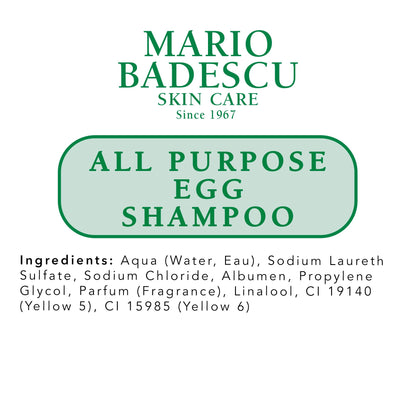 Mario Badescu All Purpose Egg Shampoo for All Hair and Skin Types | Shampoo and Body Wash that Cleanses and Nourishes |Formulated with Egg White Proteins
