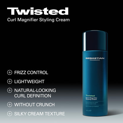 Sebastian Professional Twisted Curl Magnifier Cream | Curl Magnifier Hair Styling Cream | Weightless, Touchable Defined Natural-Looking Curls | 4.9 fl oz | Packaging May Vary