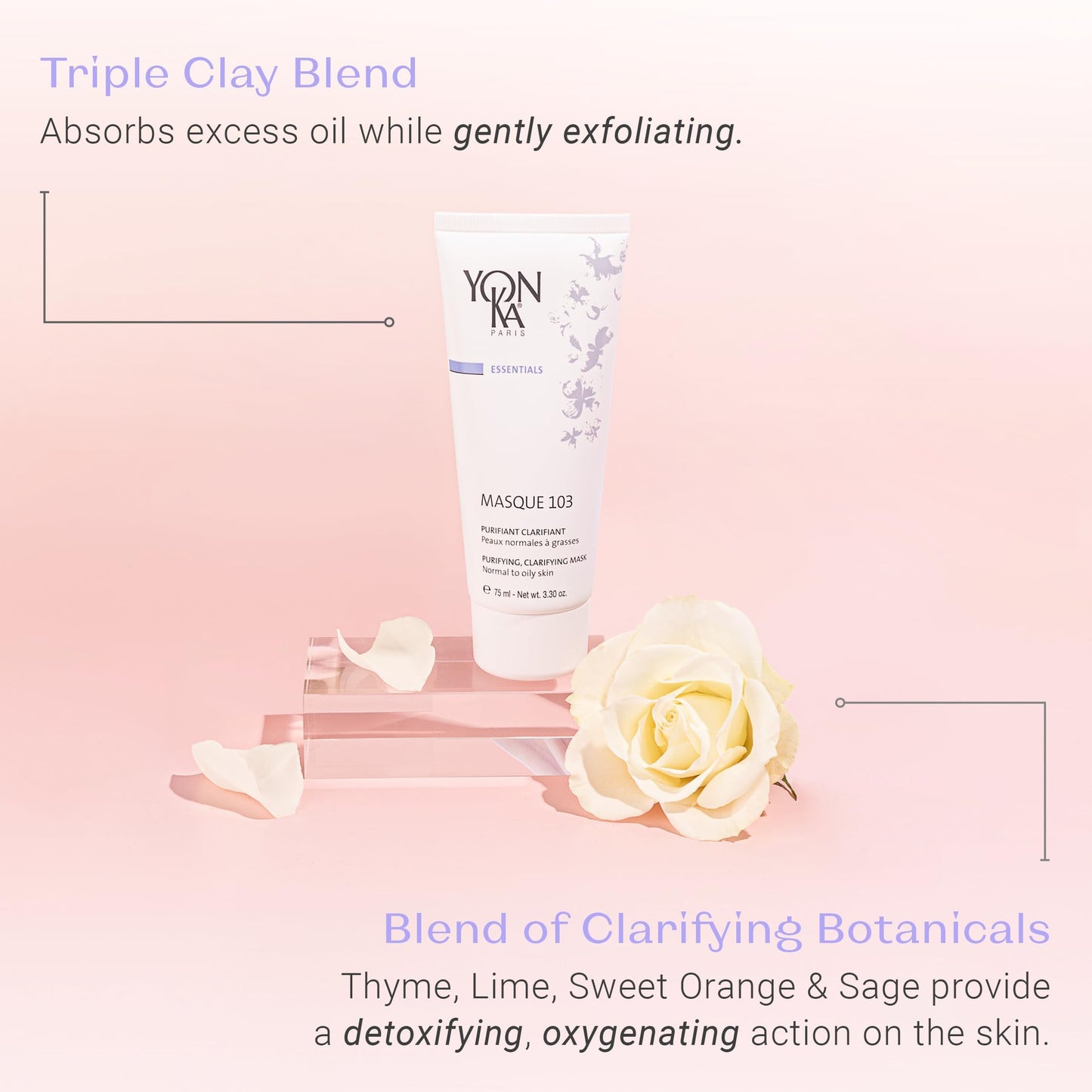 Yonka Masque 103 | Clay Face Mask | Clarify Skin and Tighten Pores with Botanical Extracts and Triple Clay Blend | Oily and Acne Prone Skin | Paraben-Free | 3.30 oz