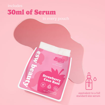 ESW Beauty Strawberry Coco Rosé Soothing Face Mask - Hydrating, Calming, Vegan Face Mask with Coconut Water, Green Tea, & Strawberry Extract for Sensitive Skin
