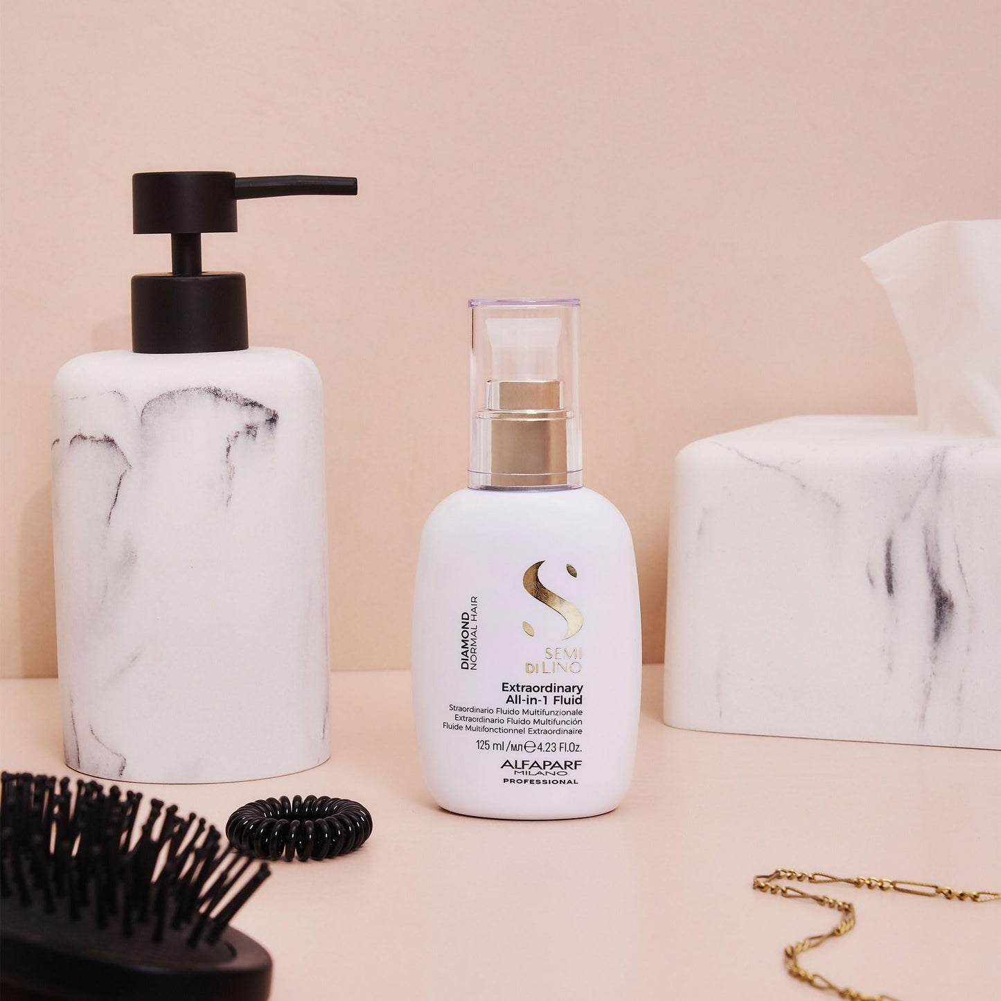 ALFAPARF MILANO Semi di Lino Diamond Extraordinary All-in-1 Leave-In Fluid with Thermal Protection - Detangles, Protects, Softens, Smooths, Controls, Seals Cuticles - Vegan Formula - 4.23 fl. oz.