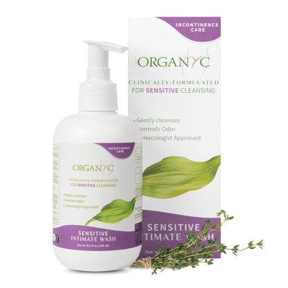 Organyc Feminine Wash for Incontinence, Gentle Intimate Wash for Women with Thyme Extract, Feminine Hygiene Supplies, 8.5 fl oz
