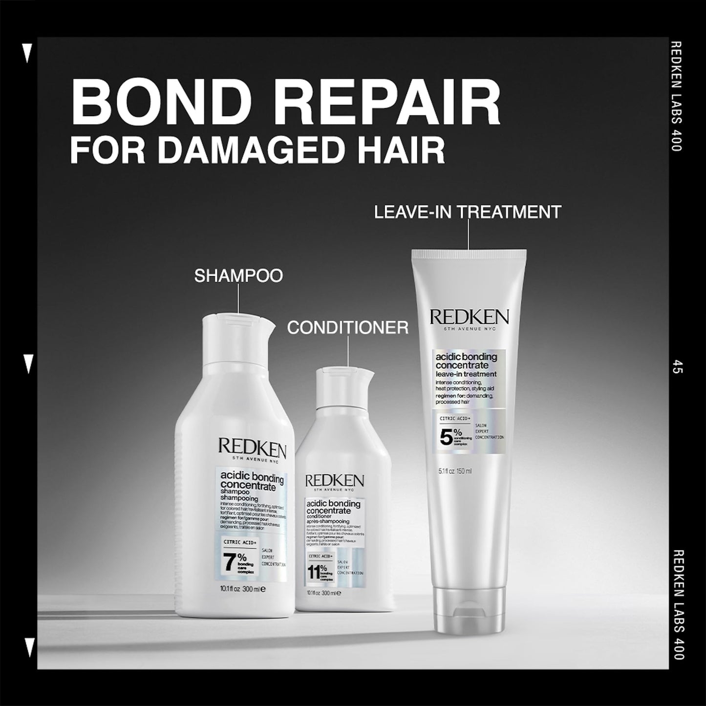 Redken Acidic Bonding Concentrate Leave In Conditioner - For Weak & Damaged Hair, Bond Building & Strengthening Hair Repair Treatment, Smooths & Provides Heat Protection