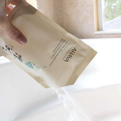 AHAVA Dead Sea Mineral Bath Salt- Intense Relaxation for Body & Mind, Elevates Moisture, Softens & Eases Sore Muscles, Enriched by Exclusive Dead Sea Salt & Osmoter, 8.5 Oz.