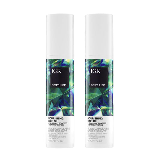 IGK Best Life Dream Hair Oil 2 pack – 100% Plant-Based Nourishing Oil with Baobab, Marula & Maqui Berry – Frizz Control, Heat Protection & Shine – Vegan & Cruelty-Free