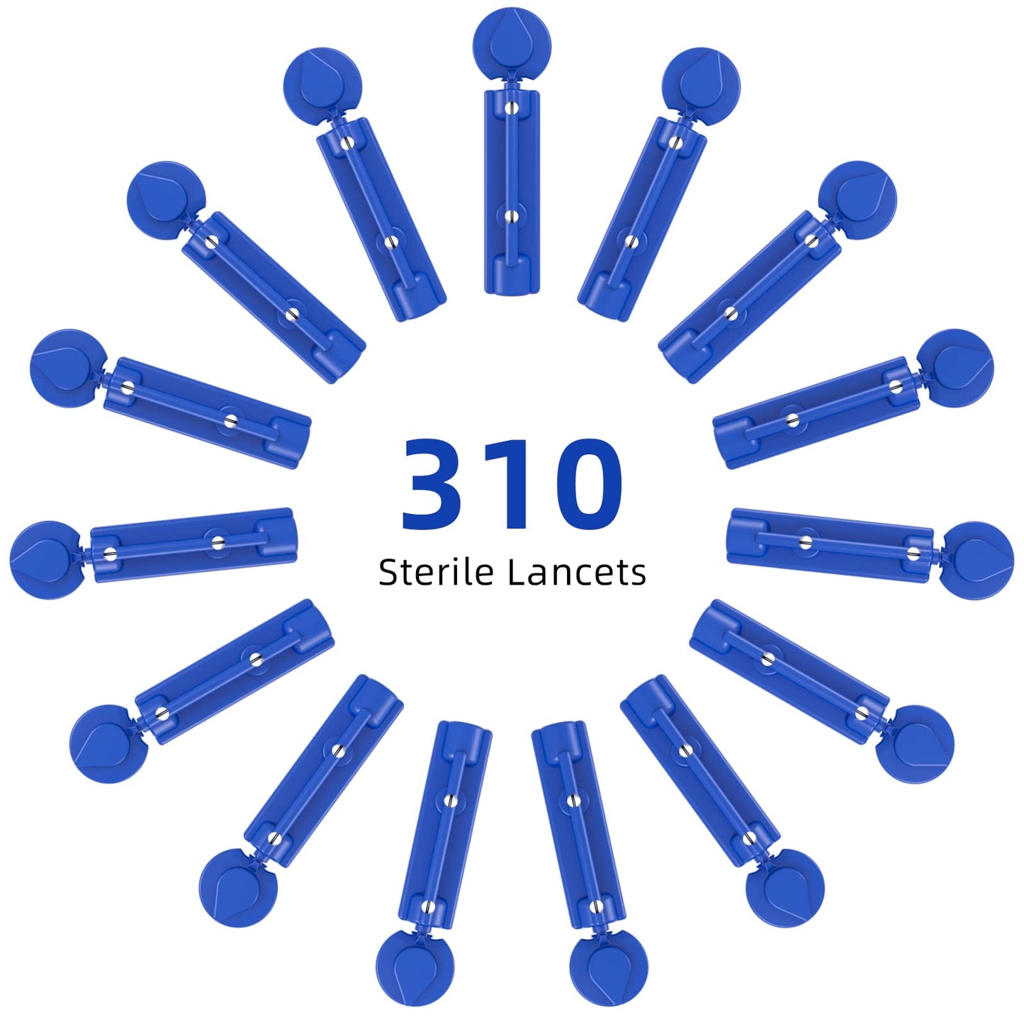Metene 310 Count 30 Gauge Sterile Lancets for Blood Sugar Test, Dark Blue