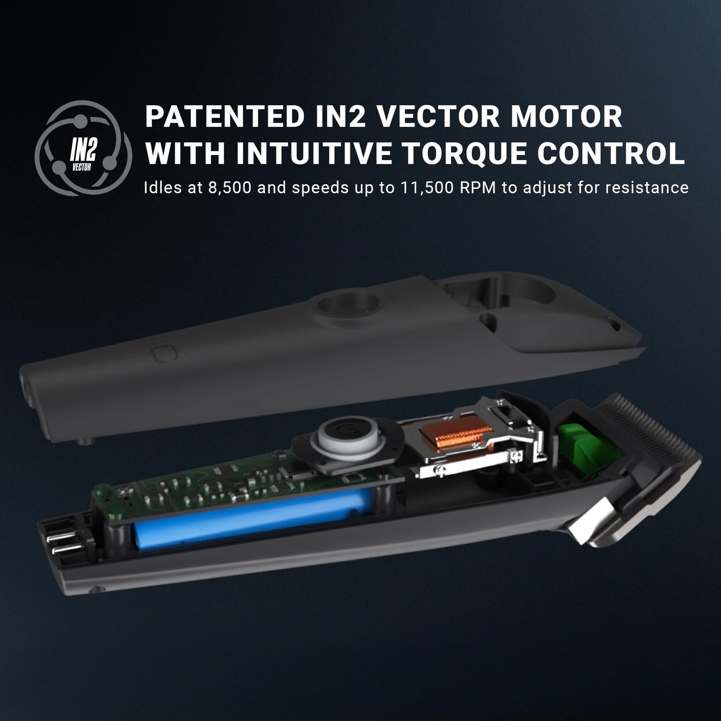 Stylecraft Instinct Professional IN2 Vector Motor Cordless Hair Clipper with Intuitive Torque Control, 3 Modular Lids