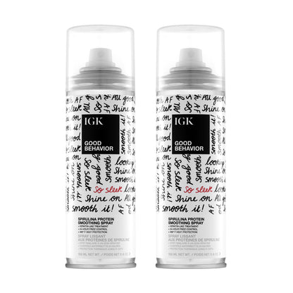 IGK Good Behavior Spirulina Protein Smoothing Spray 2 pack – 4 Day Activated Frizz Control & 450°F Heat Protection – Vegan & Cruelty-Free