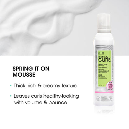 ALL ABOUT CURLS Spring It On Mousse, Ultra Definition, Strengthens & Protects, Vegan & Cruelty Free, Sulfate Free, 8 Fl Oz