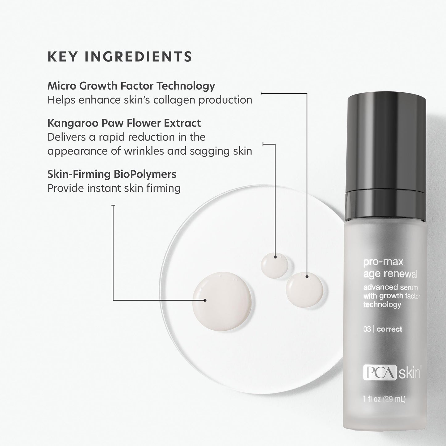 PCA SKIN Pro Max Age Renewal Anti Aging Serum, Anti Aging Face Serum for Reducing Wrinkles and Sagging Skin, Helps Lift and Firm Skin on Face and Neck, Safe For All Skin Types