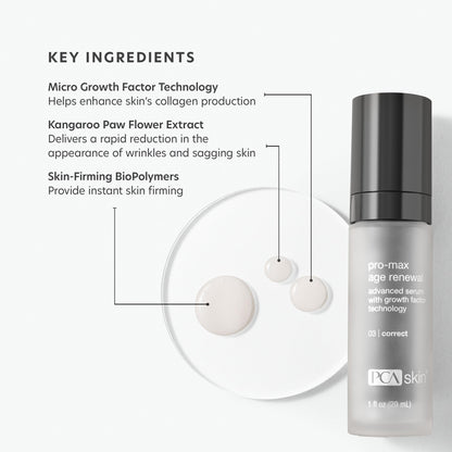 PCA SKIN Pro Max Age Renewal Anti Aging Serum, Anti Aging Face Serum for Reducing Wrinkles and Sagging Skin, Helps Lift and Firm Skin on Face and Neck, Safe For All Skin Types