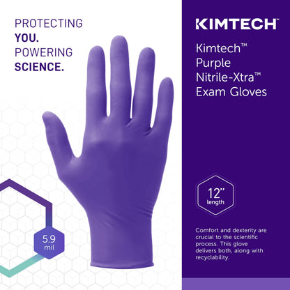 Kimtech™ Purple Nitrile-Xtra™ Exam Gloves (50604), 5.9 Mil, Ambidextrous, 12”, X-Large, 50 Nitrile Gloves / Box