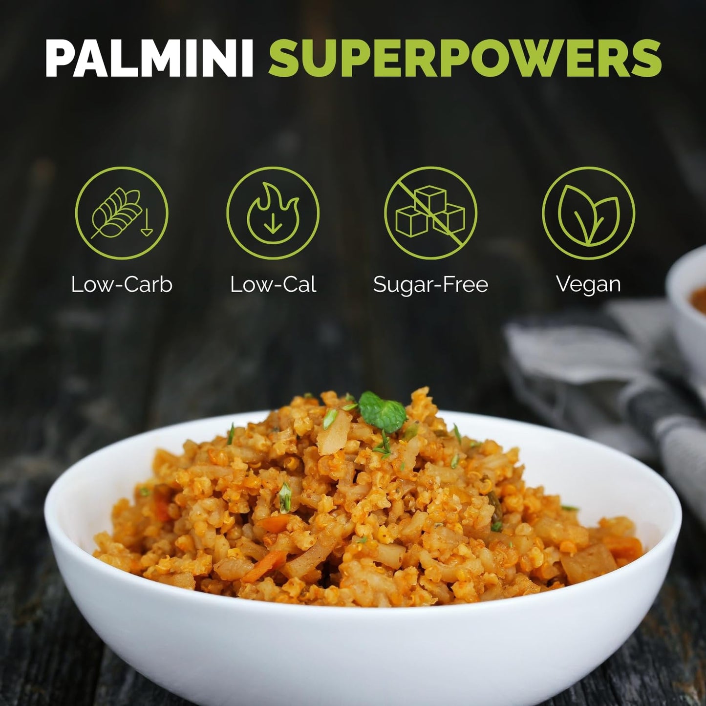 Palmini Spanish Rice | Low-Carb, Low-Calorie Hearts of Palm Rice | Keto, Gluten Free, Vegan, Non-GMO | As seen on Shark Tank | (8 Ounce Pouch - Pack of 6)