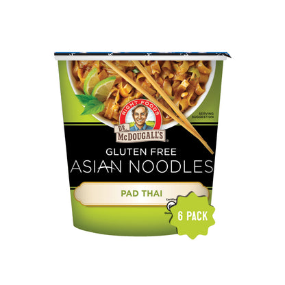 Dr. McDougall's Pad Thai Noodles - Asian Noodles - Gluten Free and Vegan - Instant Ramen Noodle Cups - Vegetarian Ramen - 2 Ounces - Pack of 6