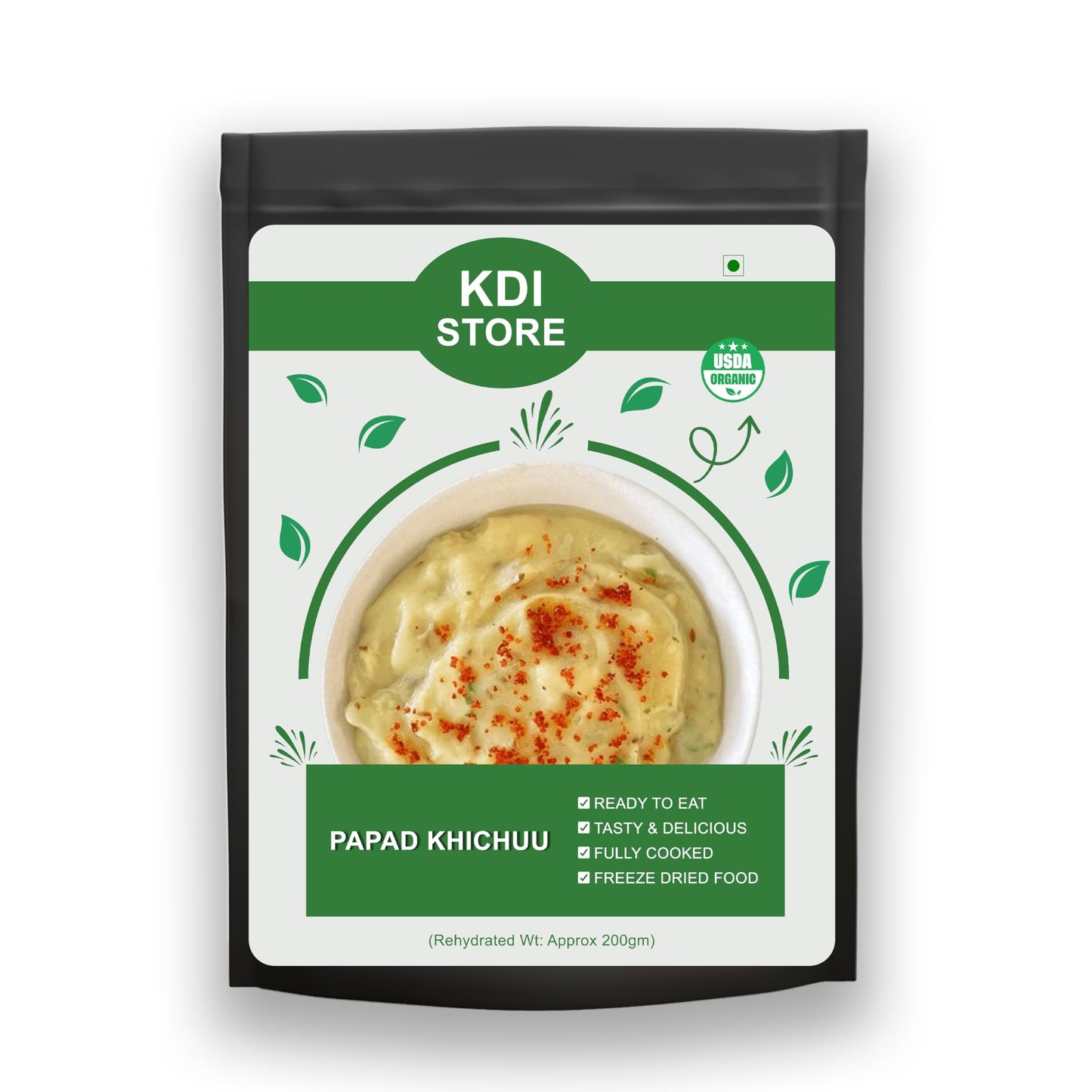 KDI Store Papad Khichuu, Ready to Eat Gujarati Snack, USDA Organic, Freeze Dried, Fully Cooked, 35g