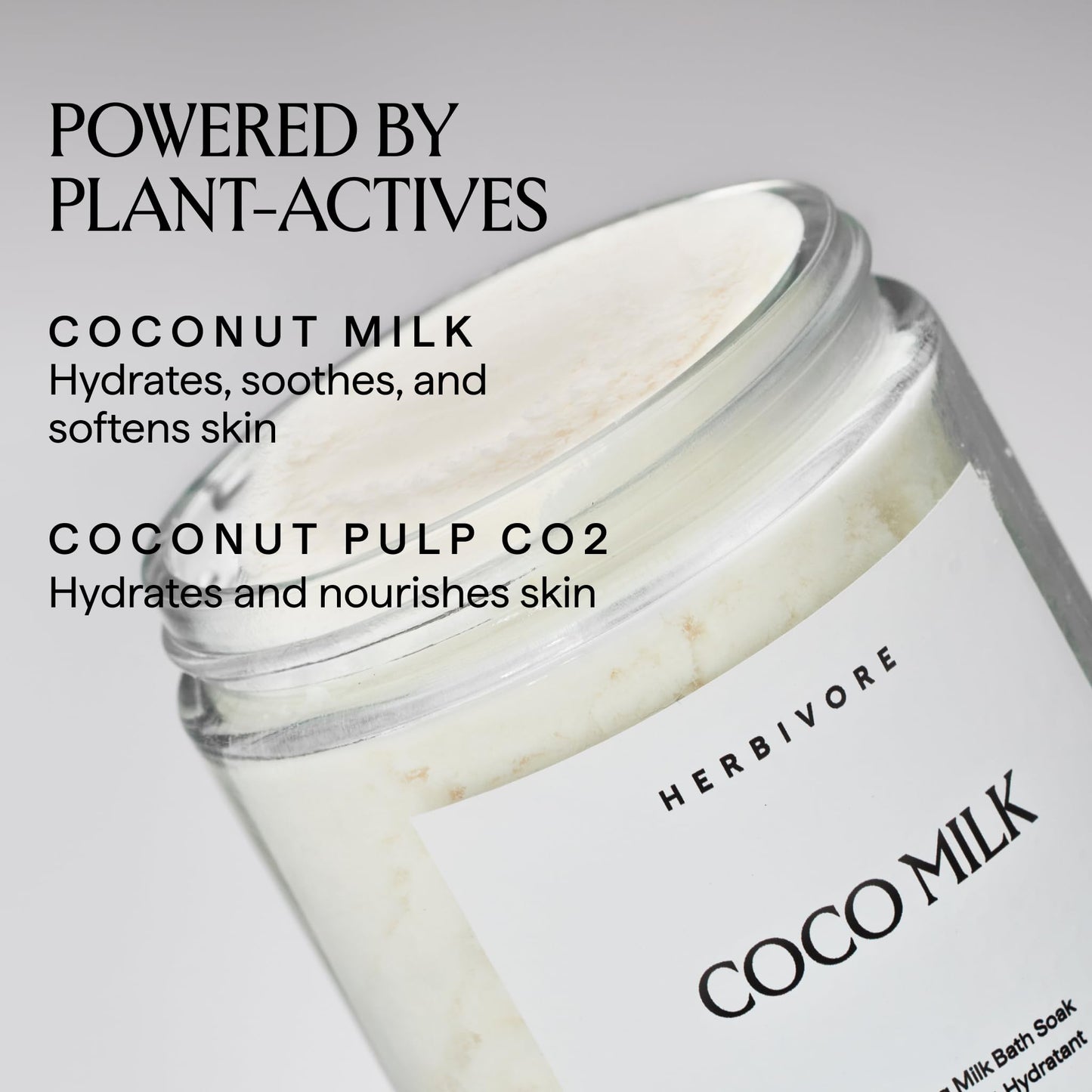 HERBIVORE Coconut Milk Bath Soak | Deeply Hydrating + Skin Softening, Soothing Light Coconut Scent, Vegan, Plant-Based