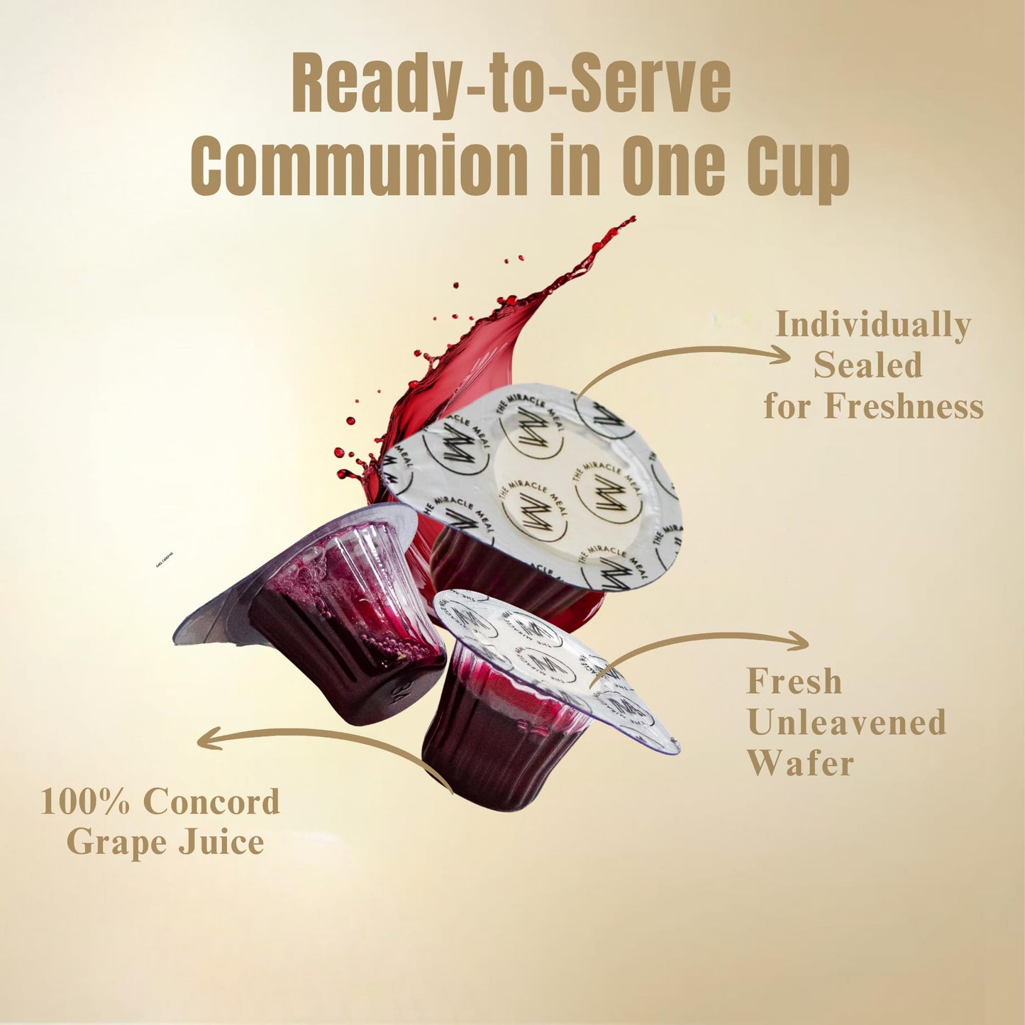 Christmas Edition Communion Cups | The Miracle Meal – 20 Pre-Filled Cups with Juice & Wafer | Celebrate Faith & Joy