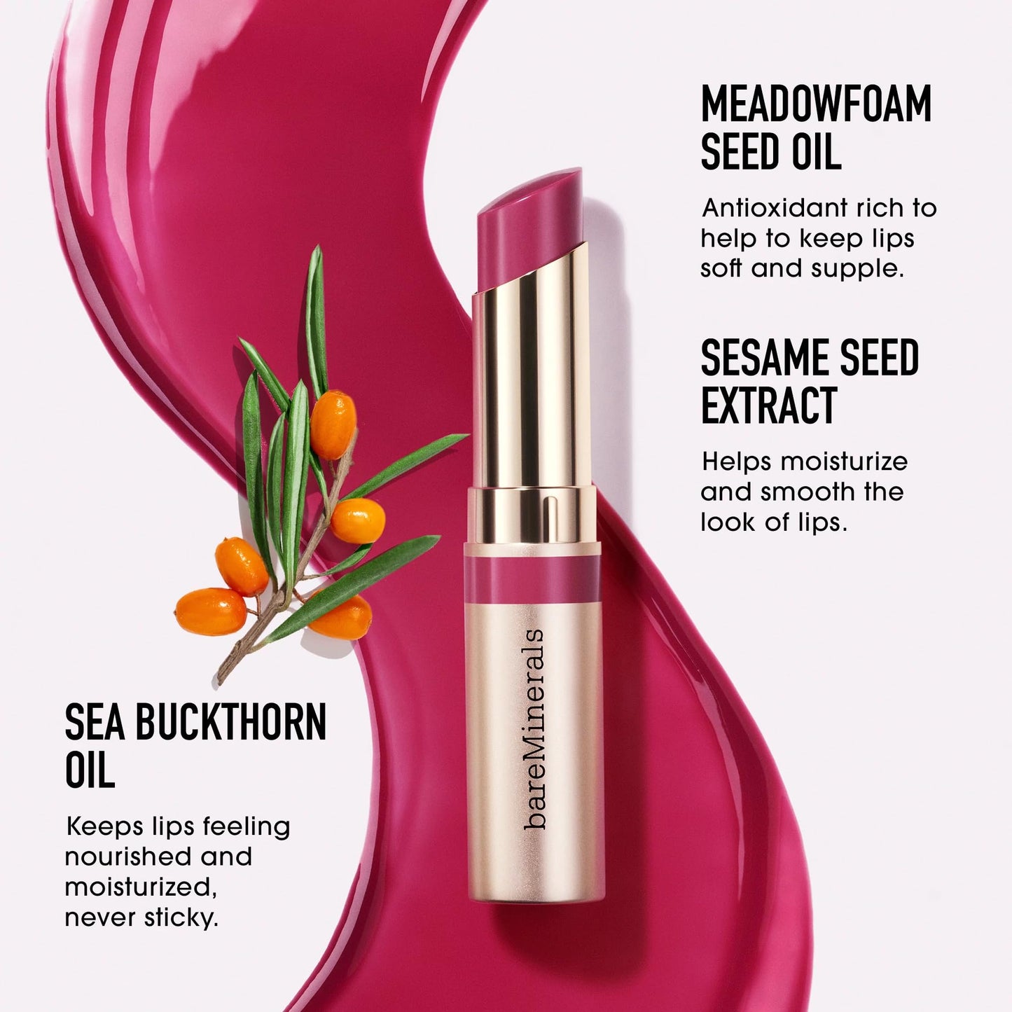 bareMinerals Dewy Lip Gloss-Balm, Hydrating Lip Gloss + Tinted Lip Balm Hybrid, Shine Finish + 24HR Hydration, For Soft + Smooth Lips, Non-Sticky, Vegan