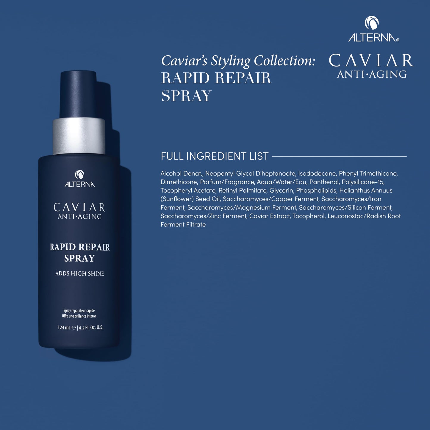 Alterna Haircare CAVIAR Anti-Aging Rapid Repair Spray 4.2 Fl Oz | Instant Shine and Humidity Protection Spray for Hair | Sulfate Free