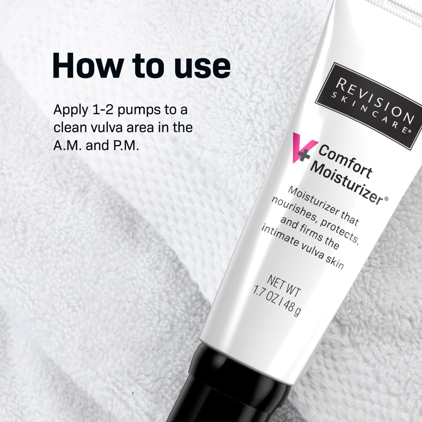 Revision Skincare V+ Comfort Moisturizer™, Intimate Area Moisturizer, Vulva Cream for Dryness, Hormone Free, Fragrance Free, 1.7 oz