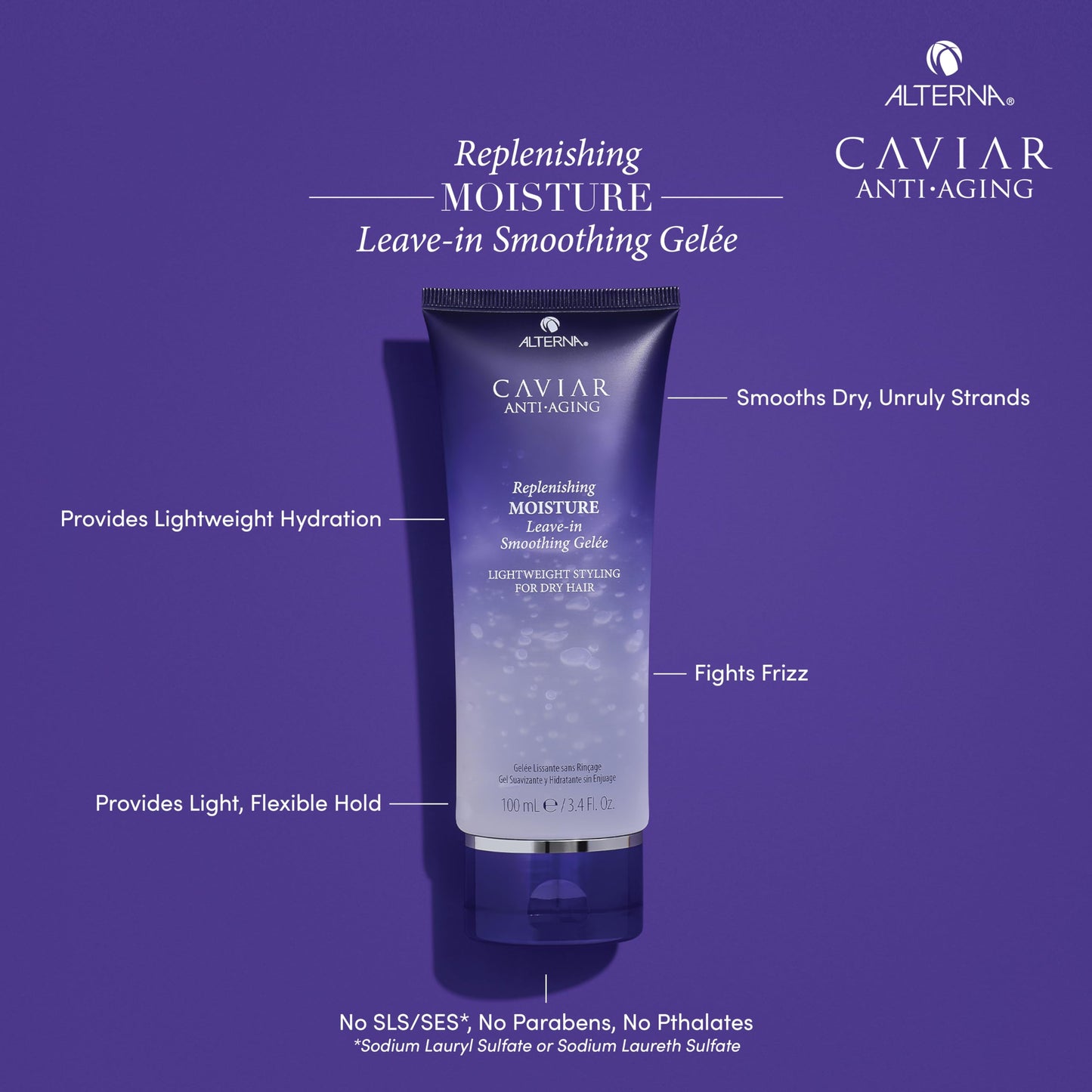 Alterna Caviar Anti-Aging Replenishing Moisture Leave-in Smoothing Gelee, Lightweight Styling For Dry Hair,Sulfate Free