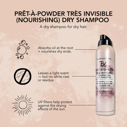 Bumble and bumble. Prêt-à-powder Très Invisible Nourishing Dry Shampoo | Absorbs Oil at the Roots | Nourishes Dry Ends | UV Protection | For Medium to Thick Curly, Wavy, Straight Hair Types, 3.1 Ounce