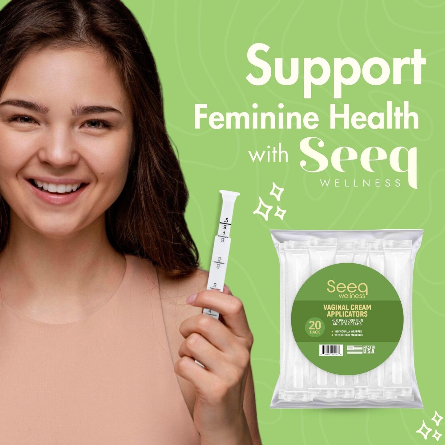 Disposable Plastic Vaginal Cream Applicators: to Fit Preseed Lubricant, Estrace, Personal Lube and OTC Gel or Cream Products - with Dosage Measurements, Threaded End and Comfort Tip - 20 Pack