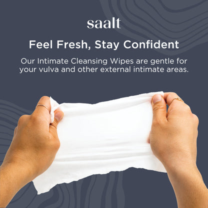 Saalt Daily Cleansing Wipes - Natural & pH Balanced Feminine Wipes - Hypoallergenic, Flushable & Biodegradable - 30 Count